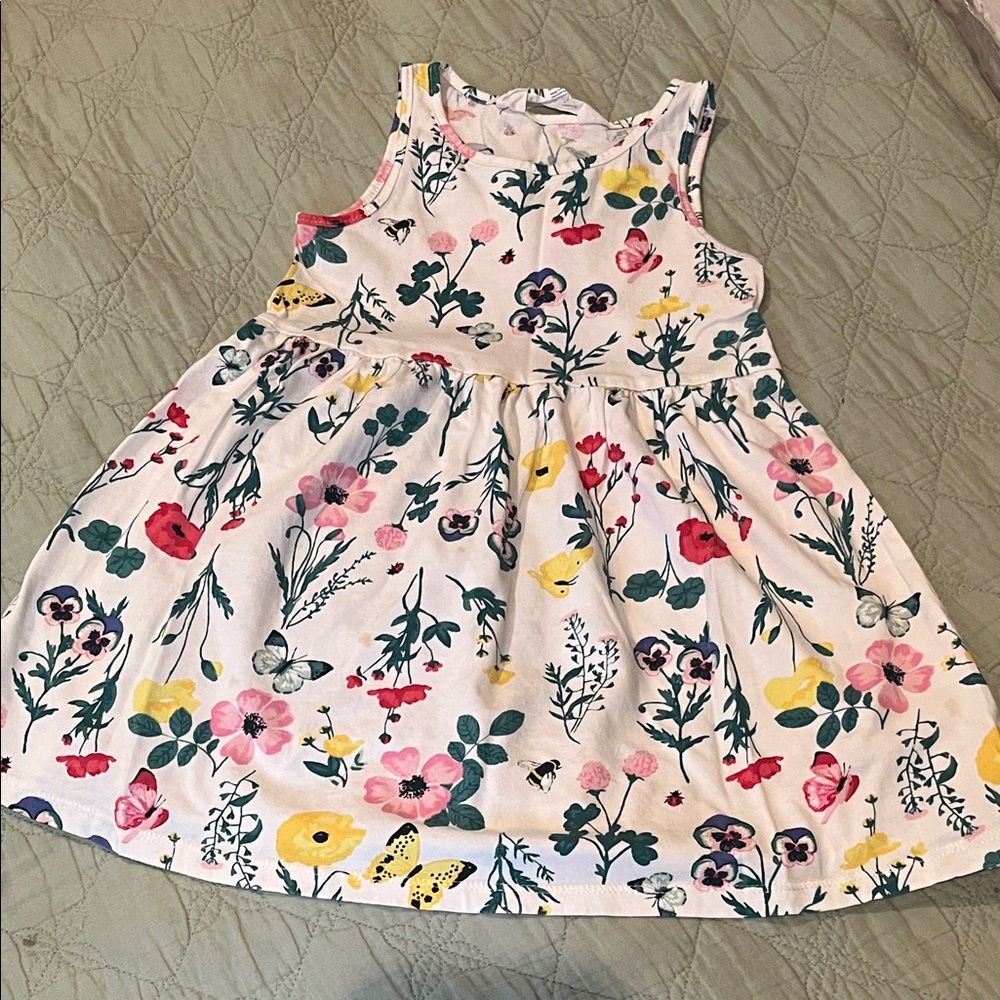 H&M White Floral Sundress with Pink, Yellow & Red flowers